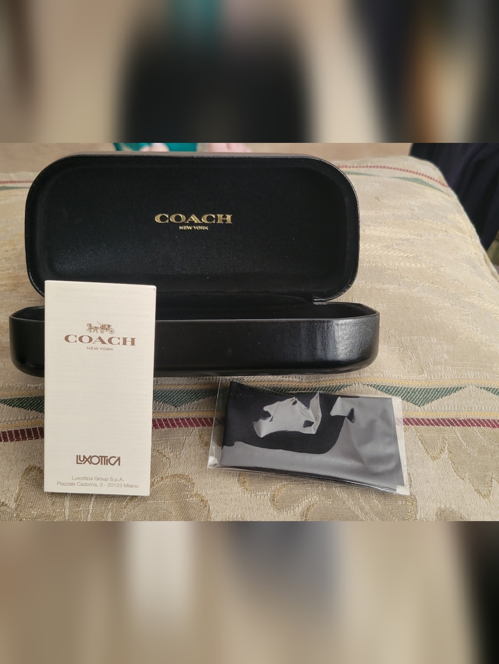 Coach Black Leather Eyewear Case with Embossed Logo